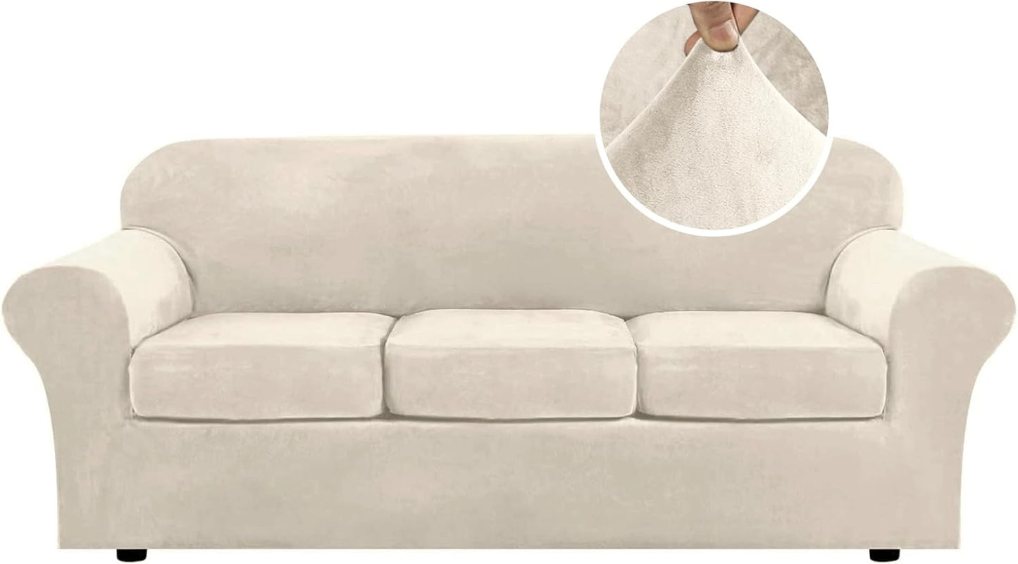 H.VERSAILTEX Modern Velvet Plush 4 Piece Sofa Slipcover Protector