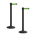 Crowd Control Stanchion RBB-100 Set of 2 - 11 ft Green Belt, Black