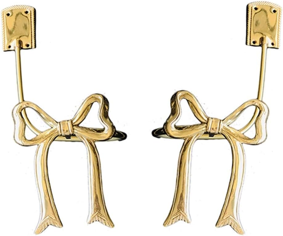 OLLiNs Brass Bow Holdbacks, Elegant Drapery Hooks