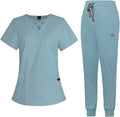 Womens VIAOLI Scrubs Set - Modern V-Neck Top & 8 Pocket Jogger
