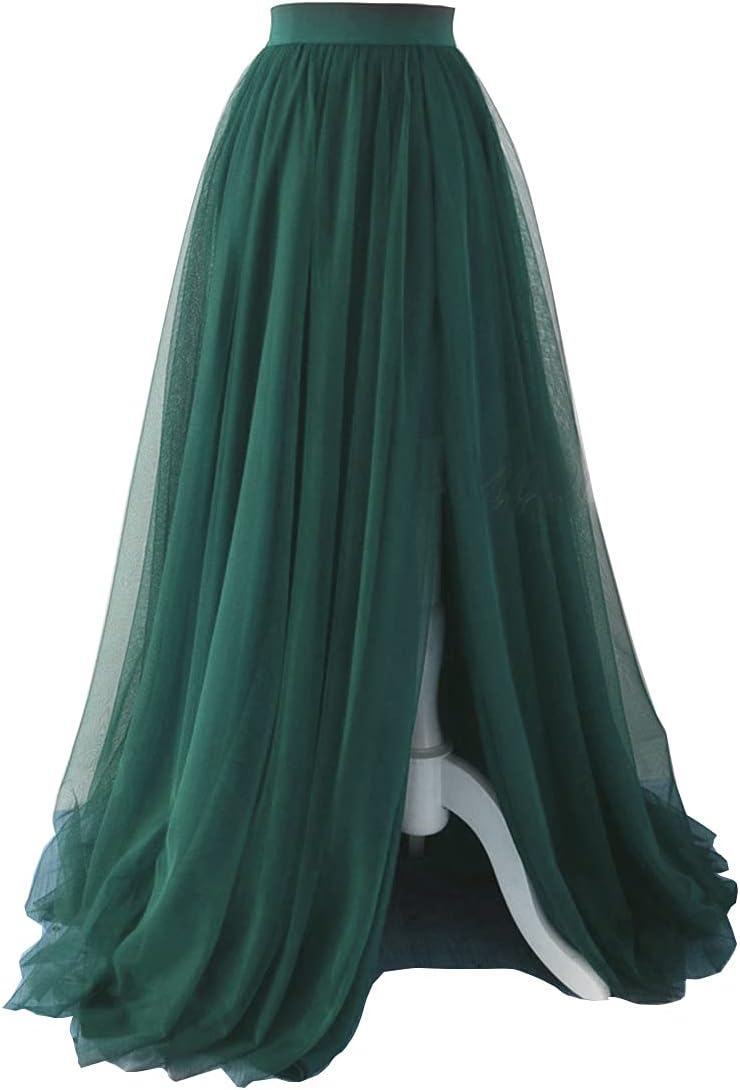 EllieHouse Adult Split Long Floor Tulle Skirt for Prom Events