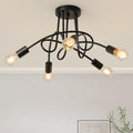 Modern Farmhouse Chandelier 25 in Black Spiral - Stylish Semi Flush