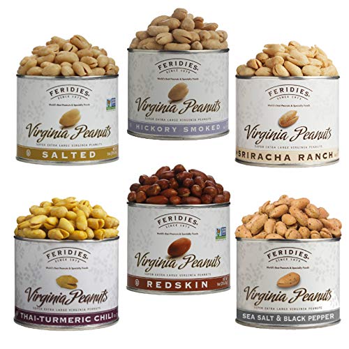 FERIDIES 6 Pack Sampler - Assortment of 9oz Virginia Peanuts
