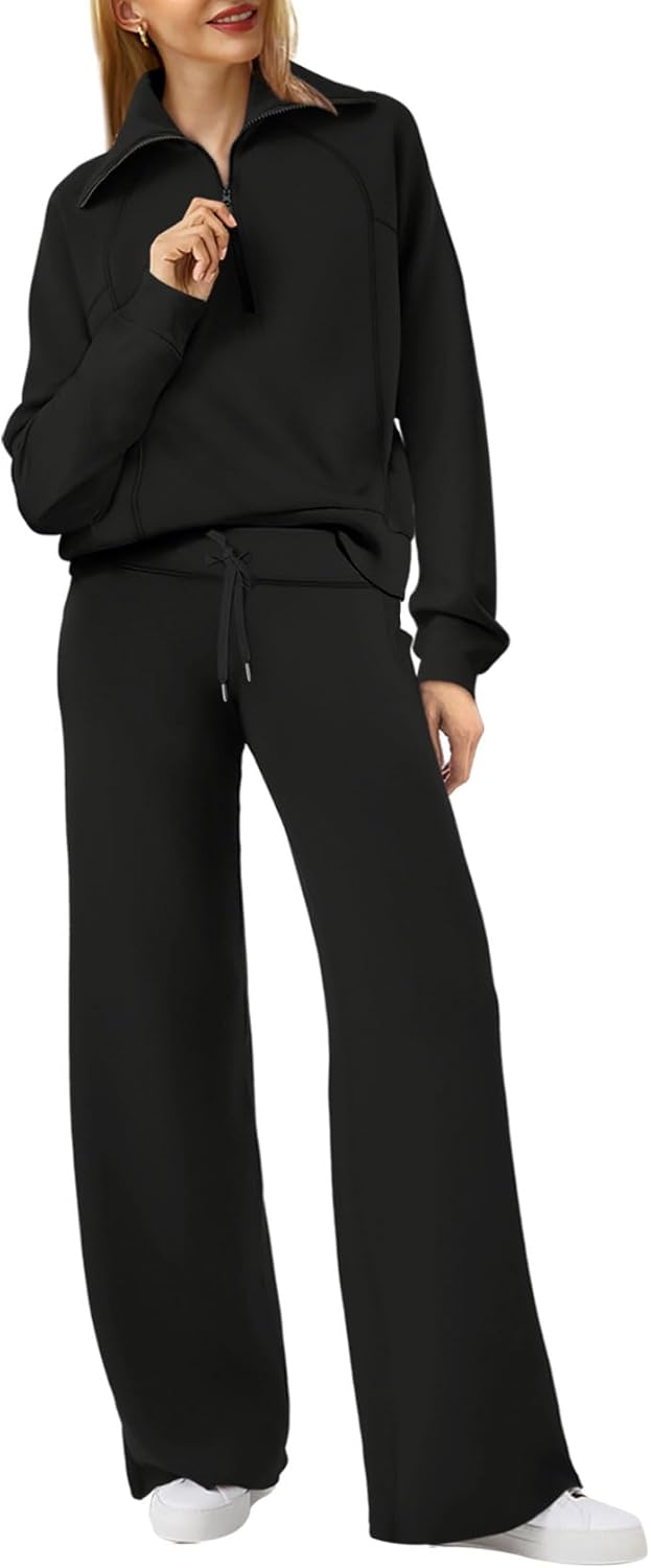 XIEERDUO Lounge Sets for Women - Cozy Half Zip Sweatshirt & Pants