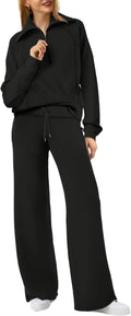 Lounge Sets For Women Half Zip Sweatshirt And Wide Leg Sweatpant can