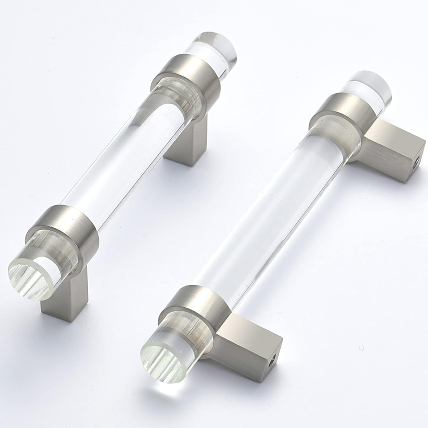10 Pack Glass Drawer Pulls with Crystal Dresser Pulls in Nickel