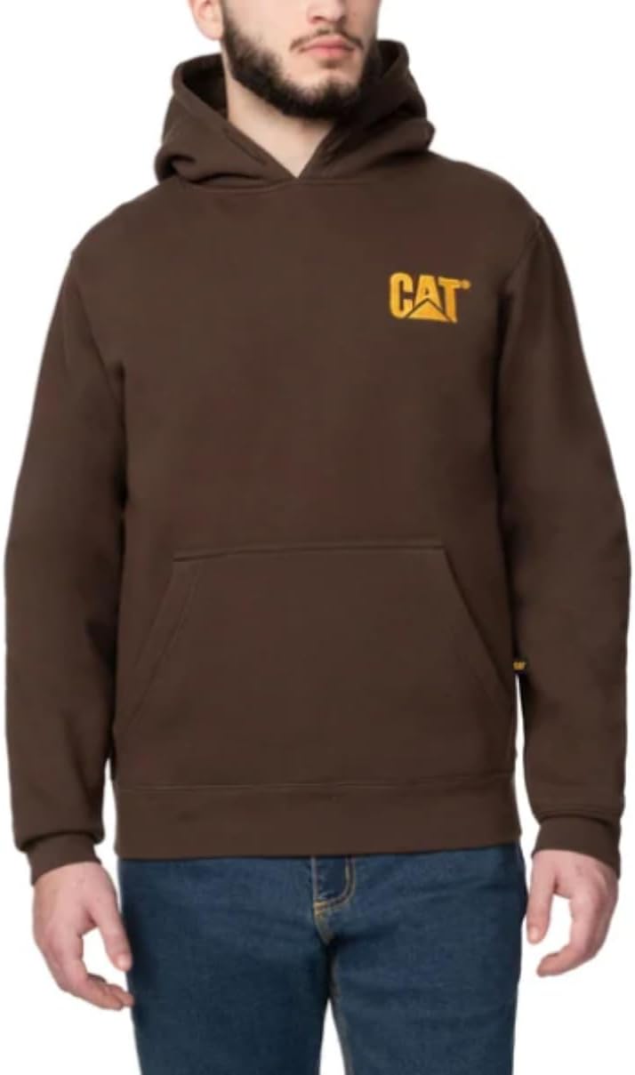 CAT Men's Brown Hoodie Logo Embroidered