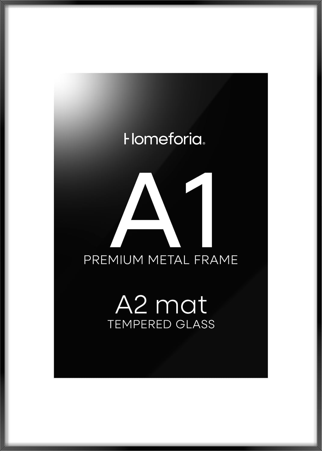 Homeforia A1 Black Picture Frame with Mat for Stunning Displays