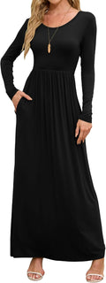 DEARCASE Women's Maxi Dress Long Sleeve Casual Empire Waist US