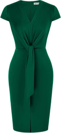 GRACE KARIN Women's Summer Midi Dress V-Neck Tie Waist - Elegant