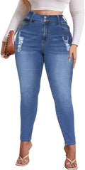 ALLABREVE Womens Plus Size Skinny Jeans - Stretchy High Waist Ankle