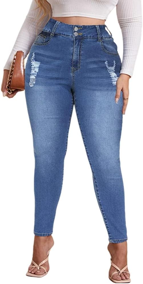 ALLABREVE Womens Plus Size Skinny Jeans for Stylish Comfort