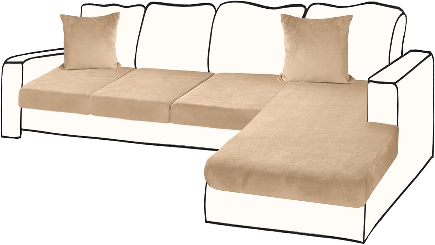 Sectional Couch Covers for 4-Piece Seat Cushion Velvet Style