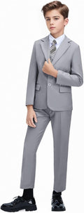 Toddler Boys Slim Fit 5 Piece Suit Set - Formal Dresswear
