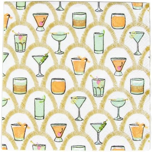 Chic Caspari Deco Cocktails Napkins - 20 Pack