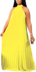 Plus Size Halter Neck Chiffon Maxi Dress for Women - Flowy Summer Fit