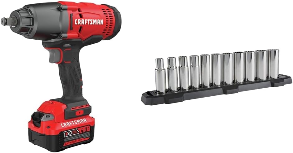 Powerful Cordless Impact Wrench Kit with Deep Socket Set Included