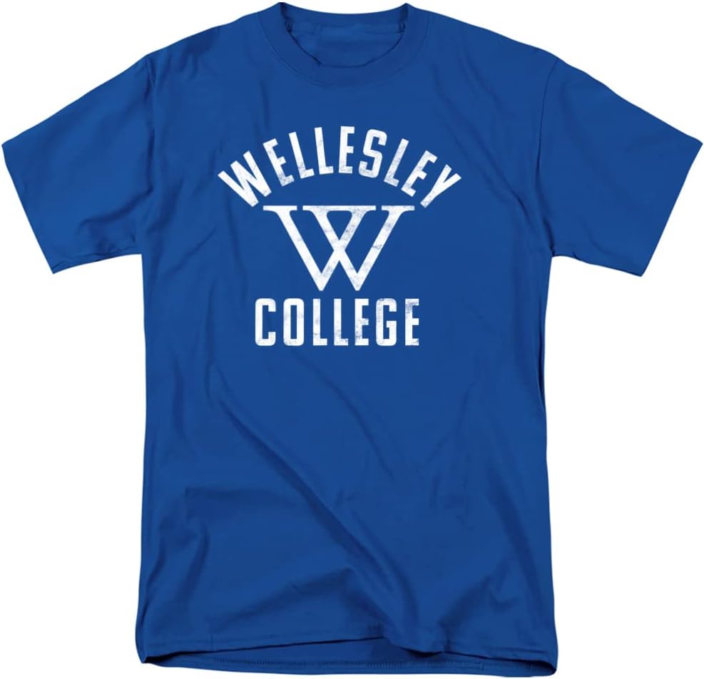 Wellesley College Official Blue Logo T Shirt for Men & Women
