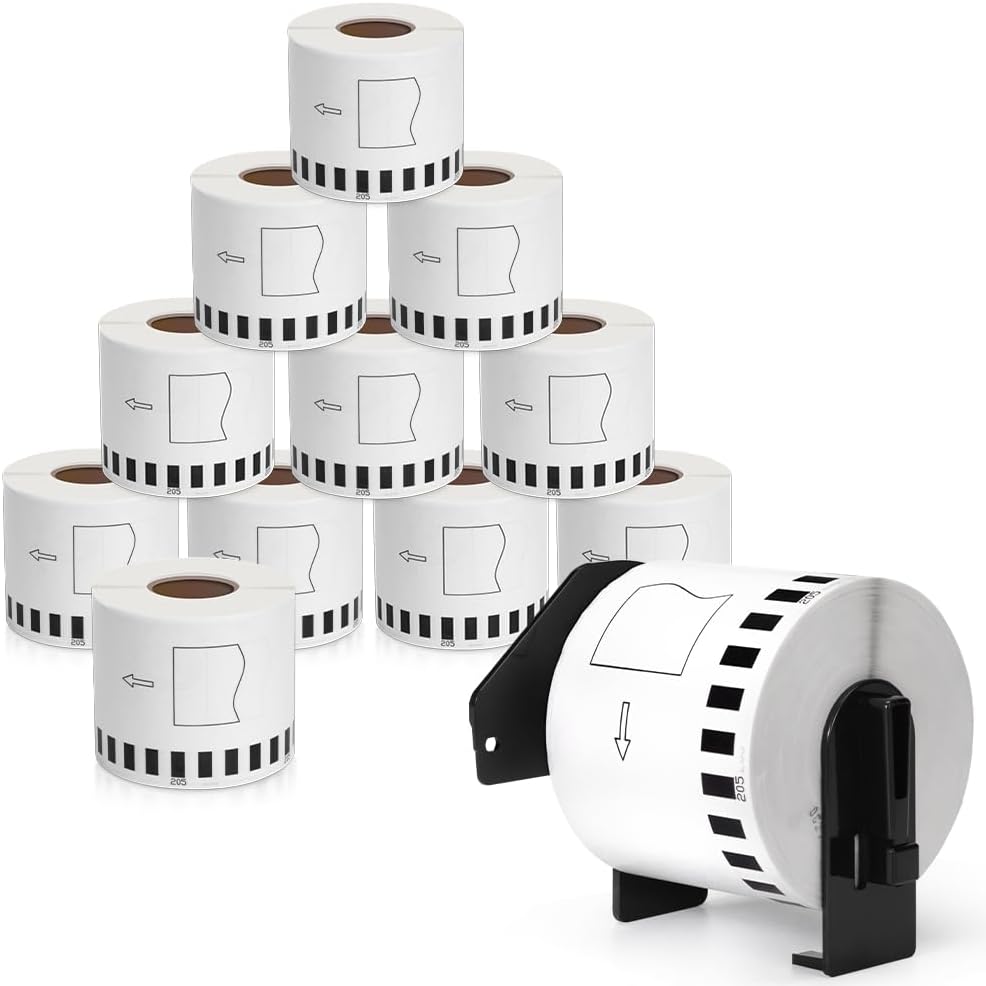 MarkDomain 12 Rolls DK2205 Continuous Length Labels for Printers