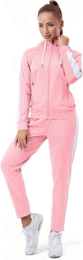Womens Full Zip-Up Hoodie Tracksuit Set - Slim Casual 2-Piece TEZO