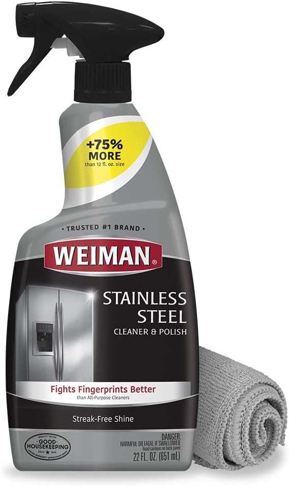 Weiman Stainless Steel Cleaner - Fingerprints Shield, Streak-Free Shine