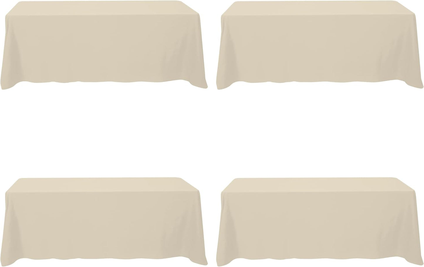 Premium 4 Pack Beige Tablecloths for 8 Foot Rectangle Tables