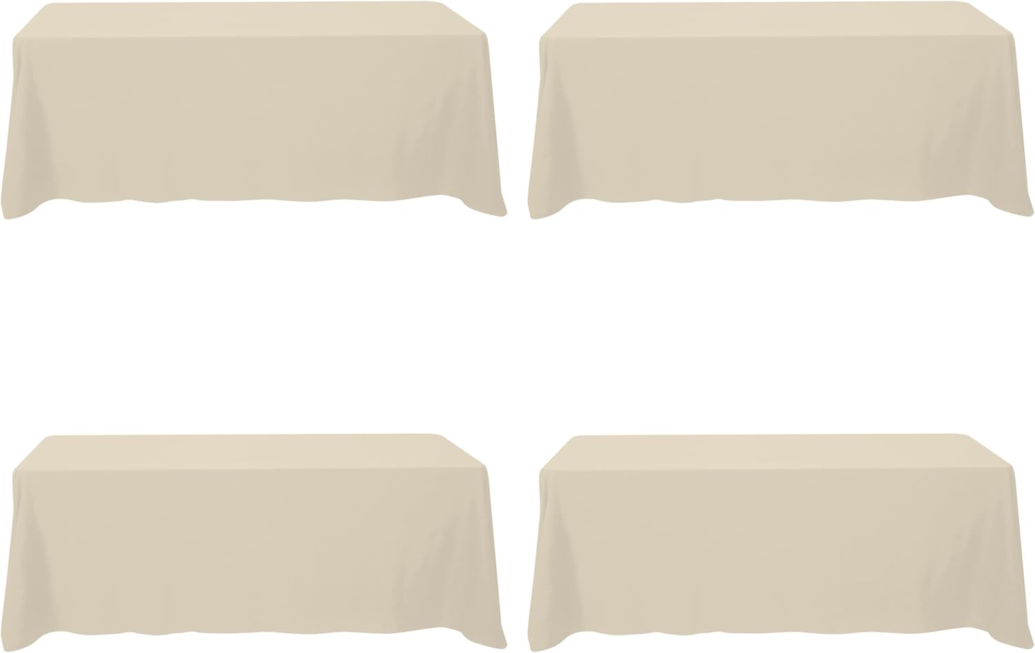 Premium 4 Pack Beige Tablecloths for 8 Foot Rectangle Tables