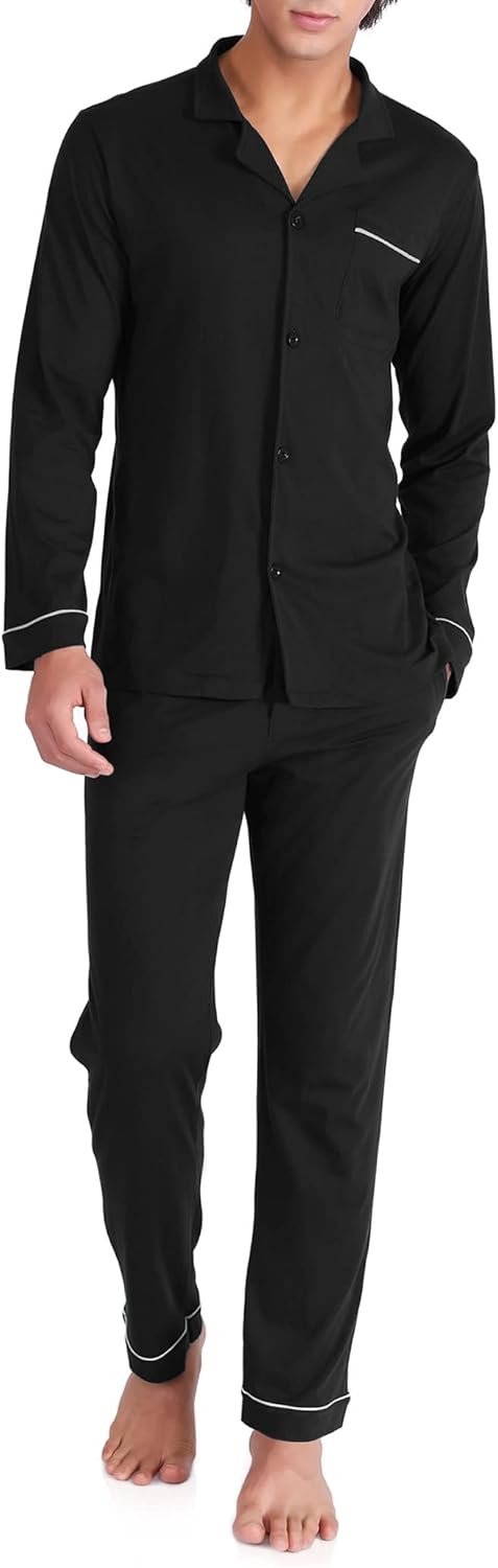 Soft Cotton Notched Collar Pajamas Set for Men by DAVID ARCHY