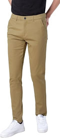 Men's Skinny Stretch Khaki Pants Slim Tapered Chino - Plaid&Plain