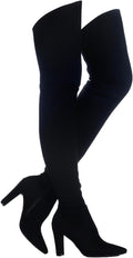 Shoe'N Tale Women Stretch Suede Chunky Heel Over The Knee Boots 26in