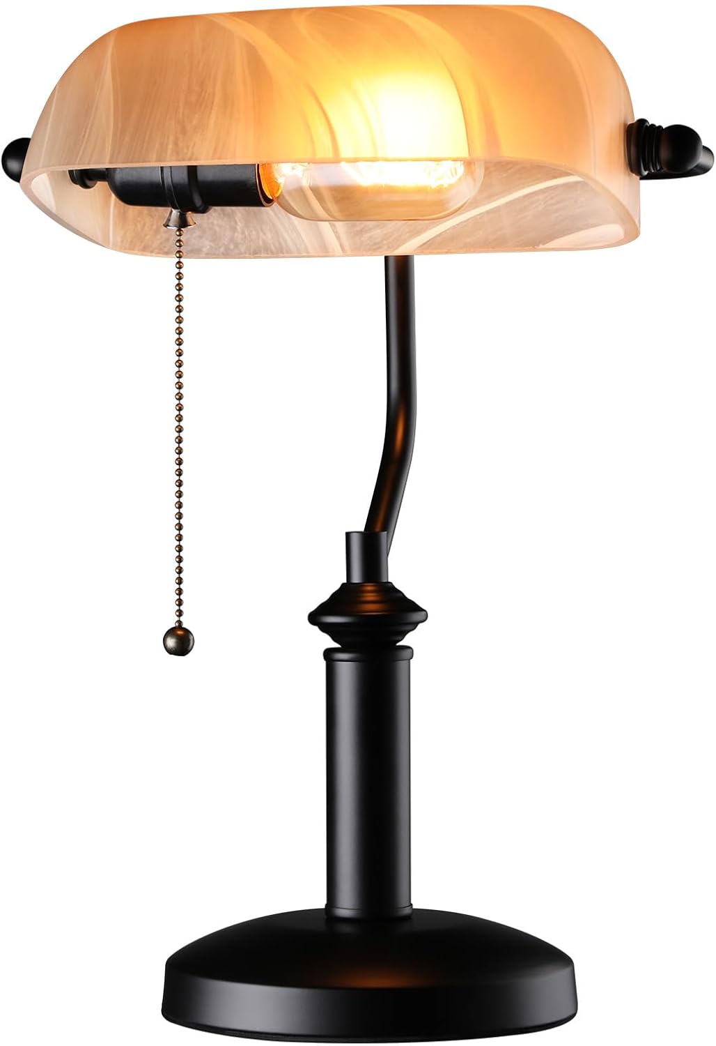 Pale Yellow Glass Bankers Desk Lamp for Elegant Office Lighting