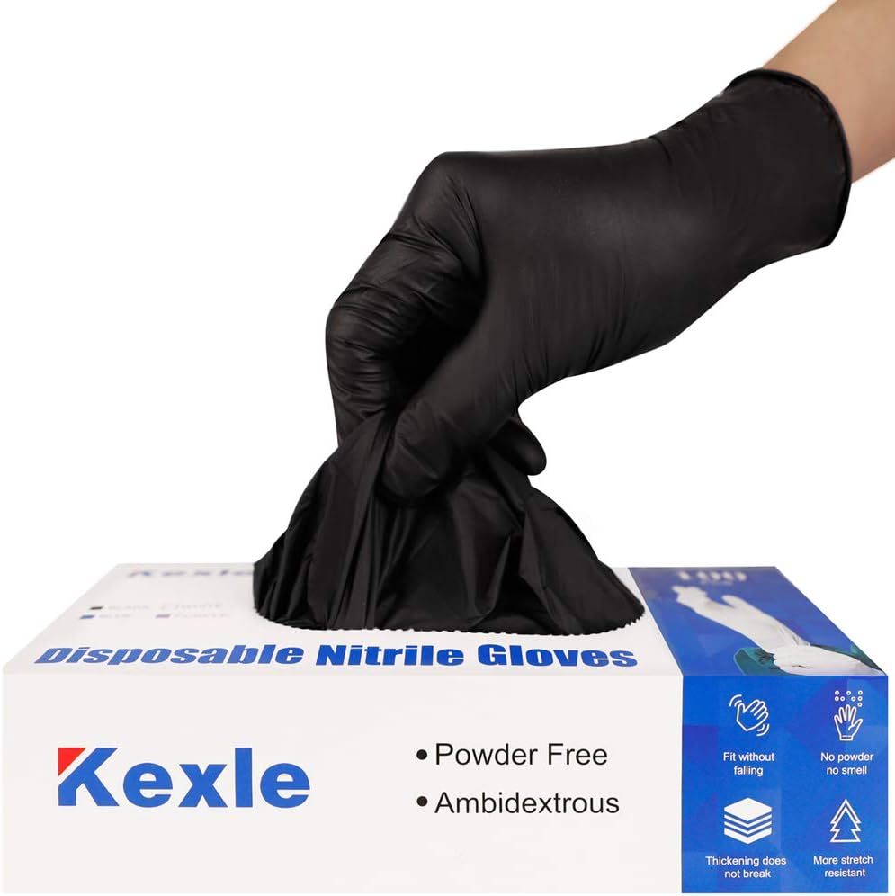 Kexle Nitrile Gloves Pack of 100 - Latex Free for Safe Handling