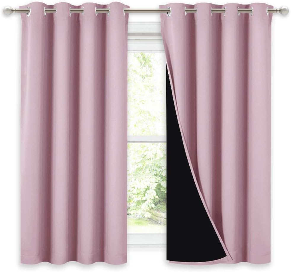 NICETOWN 100% Blackout Curtains for Small Windows, Lavender Pink