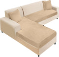 NAISI Sectional Couch Cover 3 Pieces Velvet Stretch Slipcover - Soft