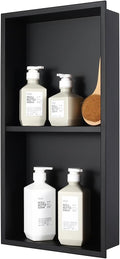 No Tile Needed Shower Niche Recessed Wall Niche 24 x 12 in - Black