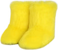 Furry Faux Fur Mid Calf Snow Boots for Women - Cozy Warm Flat Boots is