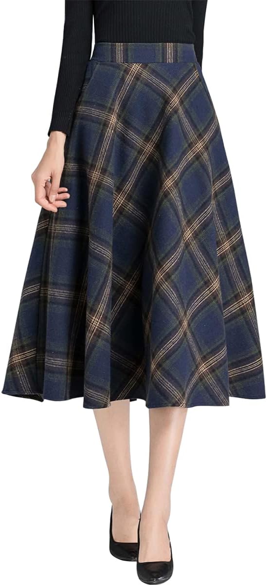 Tartan Maxi Skirt for Women - A-Line Wool Long Skirt