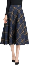 Plaid Wool A-Line Maxi Skirt - Warm Tartan Pleated Skirt