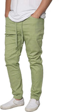 URBANJ Men's Stretch Twill Drop Crotch Jogger Pants - Comfortable 3%