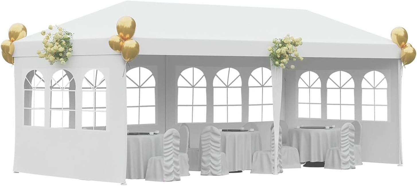 10x20 Wedding Party Gazebo Tent - 4 Sidewalls - White! FDW