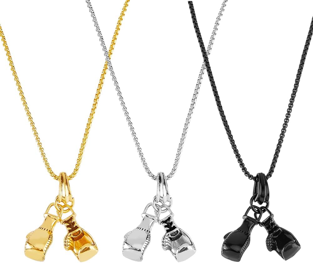 60cm Titanium Steel Boxing Gloves Pendant Set