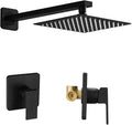 Matte Black Shower Faucet Set with 8in Square Rain Head - Spa Shower