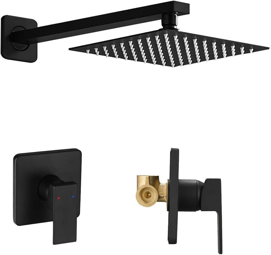 Matte Black Shower Faucet Set with Rain Shower Head System