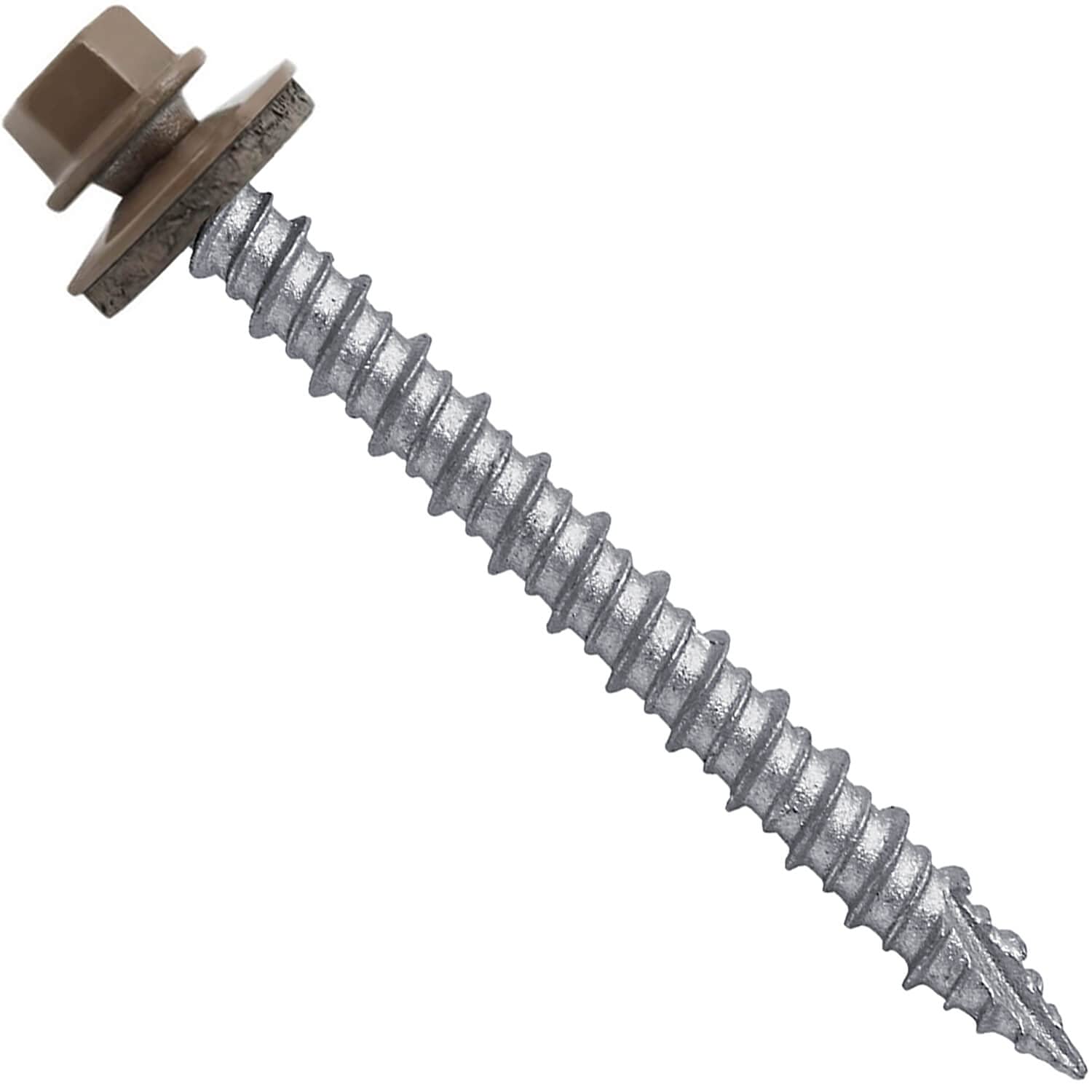 Metal Roofing Screws: 250 Count 10 x 2 in Light Brown Hex Head