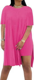 Stylish 2 Piece Outfits for Women with Short Sleeve Tunic Tops