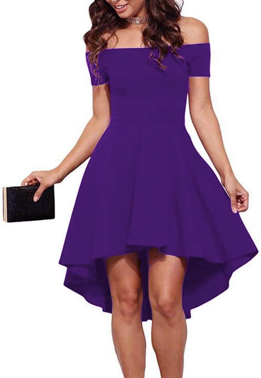 Sarin Mathews Womens Off The Shoulder High Low Cocktail Dress