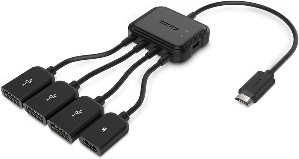TUSITA 3-Port Micro USB OTG Hub - Power Charging Adapter