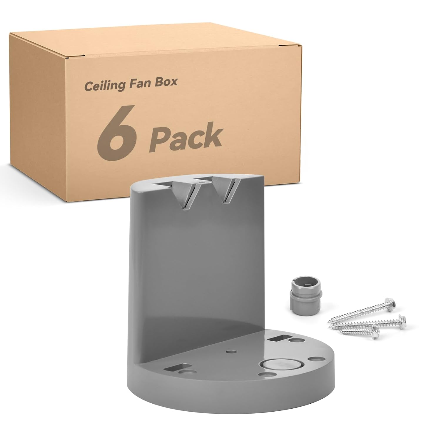 Ceiling Fan Box, UL Listed, PVC, 12 Cubic Inch, 6 Pack for Safety