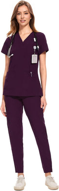 COZYFIT Medical Scrubs for Women Set - Curved V-Neck