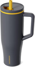 40 oz Gray Leakproof Tumbler with Handle and Hidden Straw